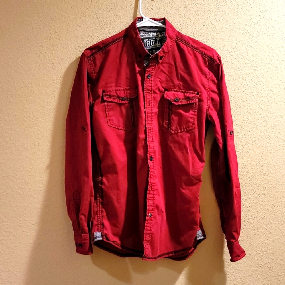 Sz small Western style ls shirt. Red.